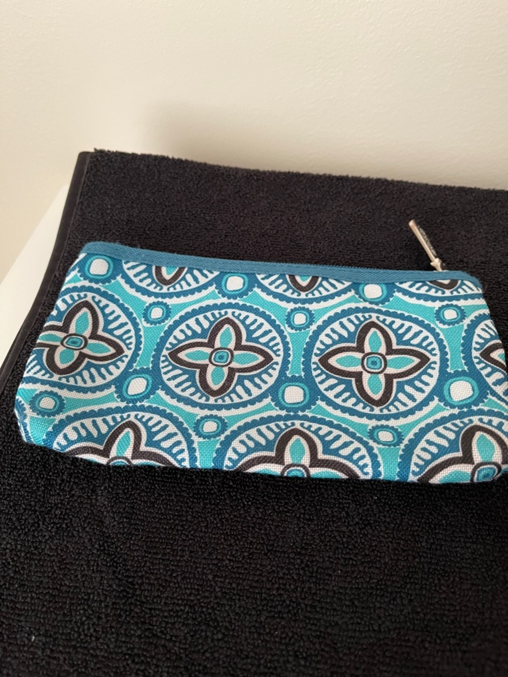 Soho Blue Geometric Zip Pouch + Pink Orange Animal Print Coin Case - Picture 6 of 9